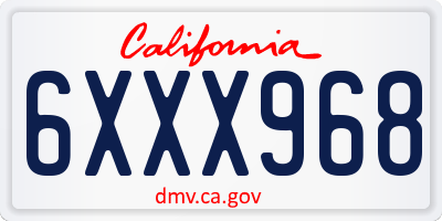 CA license plate 6XXX968