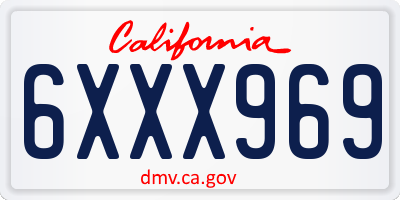 CA license plate 6XXX969