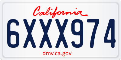 CA license plate 6XXX974