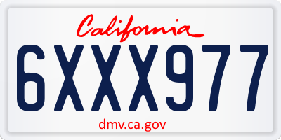 CA license plate 6XXX977