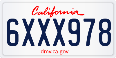 CA license plate 6XXX978