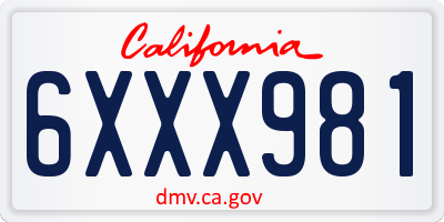 CA license plate 6XXX981
