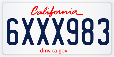 CA license plate 6XXX983