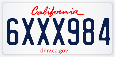 CA license plate 6XXX984