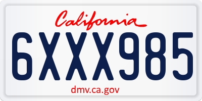 CA license plate 6XXX985