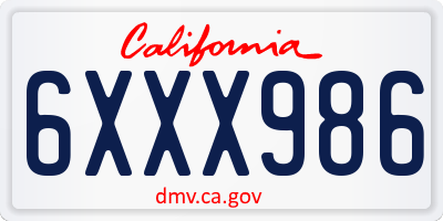 CA license plate 6XXX986