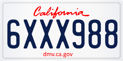 CA license plate 6XXX988