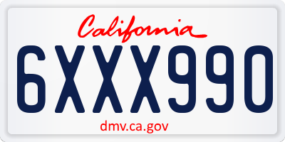 CA license plate 6XXX990