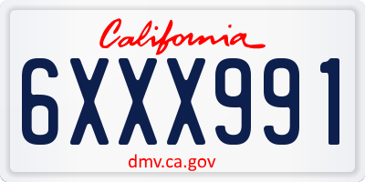 CA license plate 6XXX991