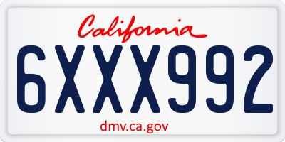 CA license plate 6XXX992