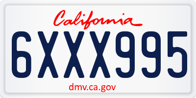 CA license plate 6XXX995