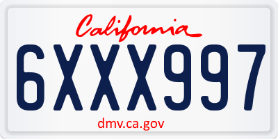 CA license plate 6XXX997