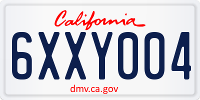 CA license plate 6XXY004