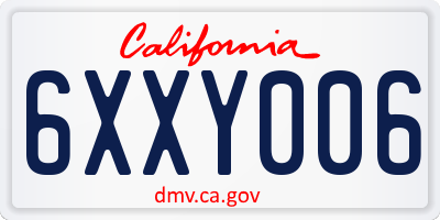 CA license plate 6XXY006
