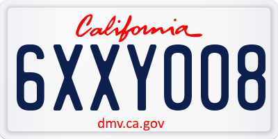 CA license plate 6XXY008