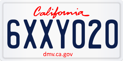 CA license plate 6XXY020