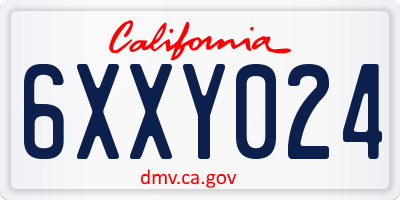 CA license plate 6XXY024