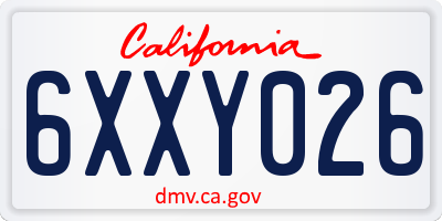 CA license plate 6XXY026