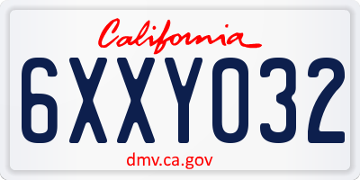 CA license plate 6XXY032