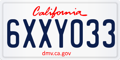 CA license plate 6XXY033