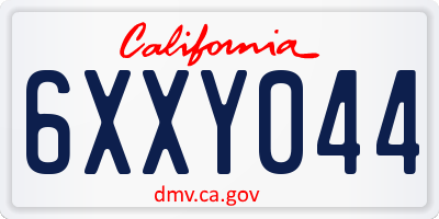 CA license plate 6XXY044