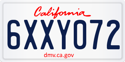 CA license plate 6XXY072
