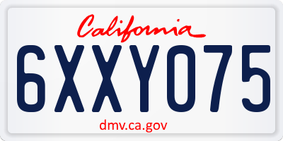 CA license plate 6XXY075