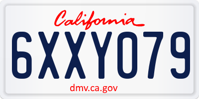 CA license plate 6XXY079