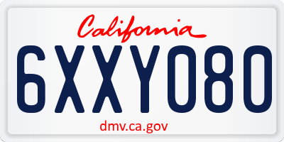 CA license plate 6XXY080