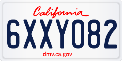 CA license plate 6XXY082