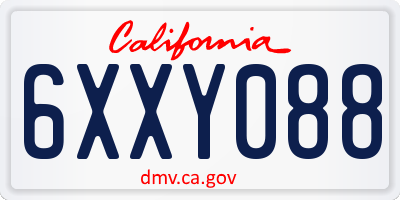 CA license plate 6XXY088