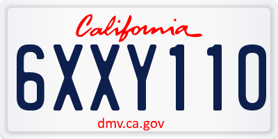 CA license plate 6XXY110