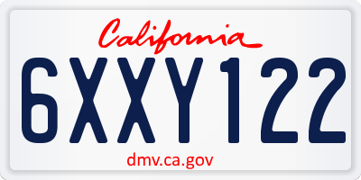 CA license plate 6XXY122