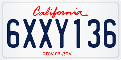 CA license plate 6XXY136