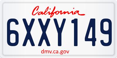 CA license plate 6XXY149
