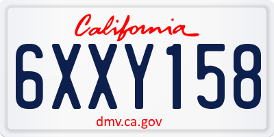 CA license plate 6XXY158