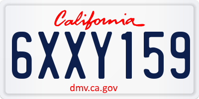 CA license plate 6XXY159