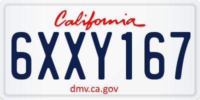 CA license plate 6XXY167