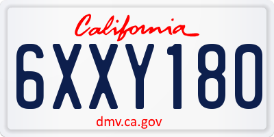 CA license plate 6XXY180