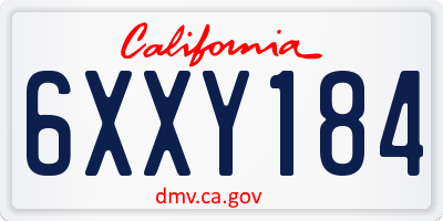 CA license plate 6XXY184