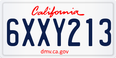 CA license plate 6XXY213