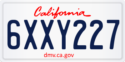 CA license plate 6XXY227