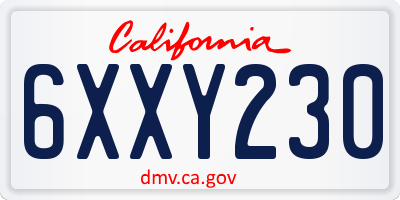 CA license plate 6XXY230