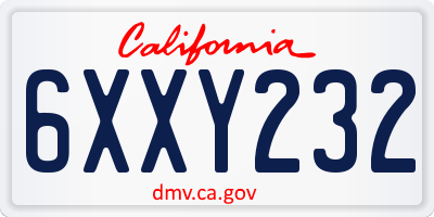 CA license plate 6XXY232