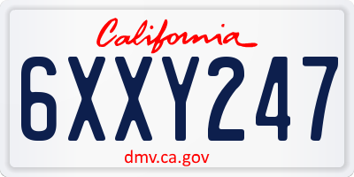 CA license plate 6XXY247