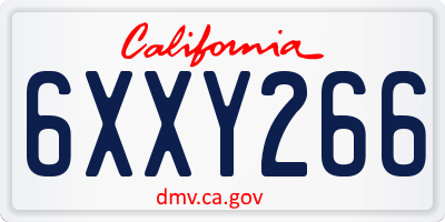 CA license plate 6XXY266