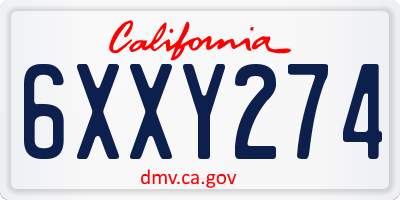 CA license plate 6XXY274