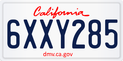 CA license plate 6XXY285