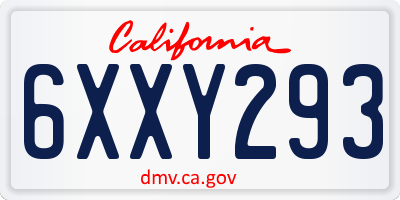 CA license plate 6XXY293