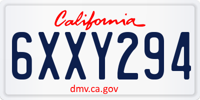 CA license plate 6XXY294